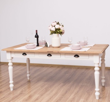 Masa dining 210x90cm, blat stejar de la Rustic Butique PS45 - Culoare Top_P089 - Culoare Corp_P015 - DUBLU COLOR