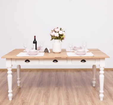 Masa dining 210x90cm, blat stejar de la Rustic Butique PS45 - Culoare Top_P089 - Culoare Corp_P015 - DUBLU COLOR