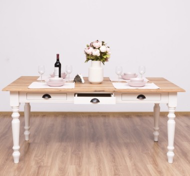 Masa dining 210x90cm, blat stejar de la Rustic Butique PS45 - Culoare Top_P089 - Culoare Corp_P015 - DUBLU COLOR