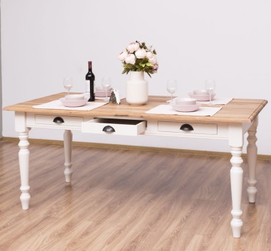 Masa dining 210x90cm, blat stejar de la Rustic Butique PS45 - Culoare Top_P089 - Culoare Corp_P015 - DUBLU COLOR