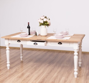 Masa dining 210x90cm, blat stejar de la Rustic Butique PS45 - Culoare Top_P089 - Culoare Corp_P015 - DUBLU COLOR