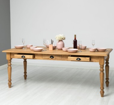 Masa dining 210x90cm, blat stejar de la Rustic Butique PS45 - Culoare_P001 - CERUIT