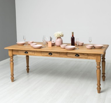 Masa dining 210x90cm, blat stejar de la Rustic Butique PS45 - Culoare_P001 - CERUIT
