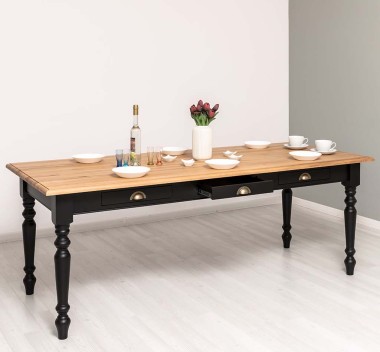 Masa dining 210x90cm, blat stejar de la Rustic Butique PS45-210 - Culoare Top_P061 - Culoare Corp_P003 - DUBLU COLOR