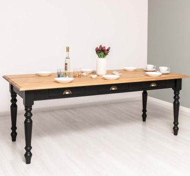 Masa dining 210x90cm, blat stejar de la Rustic Butique PS45-210 - Culoare Top_P061 - Culoare Corp_P003 - DUBLU COLOR