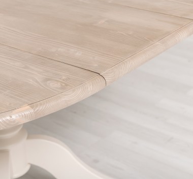 Masa cu picior central 120x120cm + 1 extensie de la Rustic Butique PS228 - Culoare Top_P037 - Culoare Corp_P015 - DUBLU COLOR