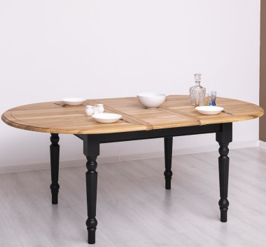 Masa ovala extensibila 160/200cm, blat stejar de la Rustic Butique PS524 - Culoare Top_P061 - Culoare Corp_P003 - DUBLU COLOR