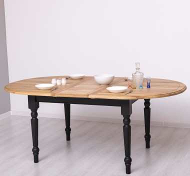 Masa ovala extensibila 160/200cm, blat stejar de la Rustic Butique PS524 - Culoare Top_P061 - Culoare Corp_P003 - DUBLU COLOR
