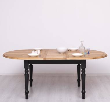 Masa ovala extensibila 160/200cm, blat stejar de la Rustic Butique PS524 - Culoare Top_P061 - Culoare Corp_P003 - DUBLU COLOR