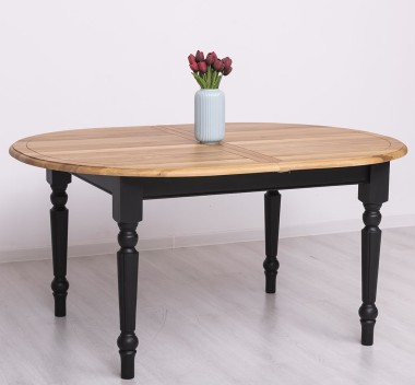 Masa ovala extensibila 160/200cm, blat stejar de la Rustic Butique PS524 - Culoare Top_P061 - Culoare Corp_P003 - DUBLU COLOR