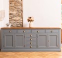 Bufet bucatarie 4 usi 8 sertare bas, blat stejar de la Rustic Butique PS404BAS - Culoare Top_P064 - Culoare Corp_P042 - DUBLU COLOR