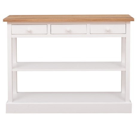 Consola cu 3 sertare si 1 polita, blat stejar de la Rustic Butique PS513 - Culoare Top_P089 - Culoare Corp_P039 - DUBLU COLOR