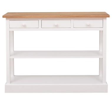 Consola cu 3 sertare si 1 polita, blat stejar de la Rustic Butique PS513 - Culoare Top_P089 - Culoare Corp_P039 - DUBLU COLOR