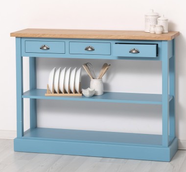 Consola cu 3 sertare si 1 polita, blat stejar de la Rustic Butique PS513 - Culoare Top_P061 - Culoare Corp_P053 - DUBLU COLOR