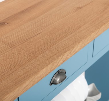Consola cu 3 sertare si 1 polita, blat stejar de la Rustic Butique PS513 - Culoare Top_P061 - Culoare Corp_P053 - DUBLU COLOR