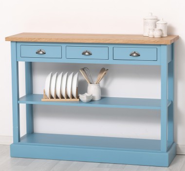 Consola cu 3 sertare si 1 polita, blat stejar de la Rustic Butique PS513 - Culoare Top_P061 - Culoare Corp_P053 - DUBLU COLOR