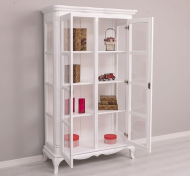 Vitrina cu 2 usi Chic de la Rustic Butique PS653 - Culoare_P030++P004A - 2 STRATURI DE CULORI ANTICHIZAT