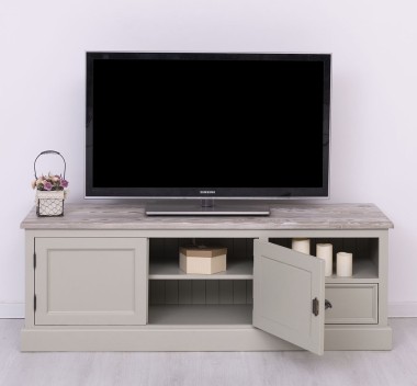 Comoda TV cu 2 usi, 1 sertar de la Rustic Butique PS101 - Culoare Top_P067 - Culoare Corp_P076 - DUBLU COLOR