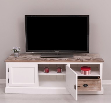 Comoda TV cu 2 usi, 1 sertar de la Rustic Butique PS101 - Culoare Top_P071 - Culoare Corp_P004 - Culoare Sertare_P071 - DUBLU COLOR