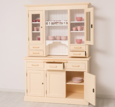 Bufet de bucatarie 3 usi, 3 sertare BAS + 2 usi, 4 sertare SUP, din stejar - Culoare Ext._P025 / Culoare Int._P004 - DUBLU COLOR de la Rustic Butique OUTOPS232BAS+SUP - Culoare Ext._P025 / Culoare Int._P004 - DUBLU COLOR