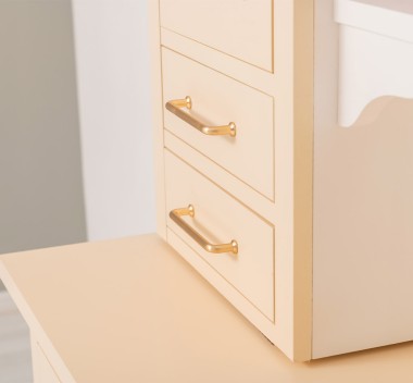 Bufet de bucatarie 3 usi, 3 sertare BAS + 2 usi, 4 sertare SUP, din stejar - Culoare Ext._P025 / Culoare Int._P004 - DUBLU COLOR de la Rustic Butique OUTOPS232BAS+SUP - Culoare Ext._P025 / Culoare Int._P004 - DUBLU COLOR