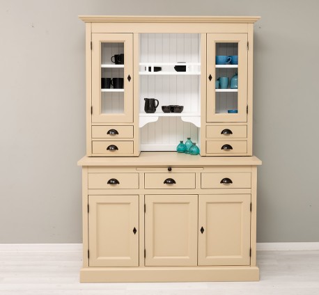 Bufet de bucatarie 3 usi, 3 sertare BAS + 2 usi, 4 sertare SUP, din stejar - Culoare Ext._P032 / Culoare Int._P004 - DUBLU COLOR de la Rustic Butique OUTOPS232BAS+SUP - Culoare Ext._P032 / Culoare Int._P004 - DUBLU COLOR