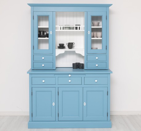 Bufet de bucatarie 3 usi, 3 sertare BAS + 2 usi, 4 sertare SUP, din stejar - Culoare Ext._P053 / Culoare Int._P004 - DUBLU COLOR de la Rustic Butique OUTOPS232BAS+SUP - Color Ext._P053 / Color Int._P004 - DUBLU COLOR