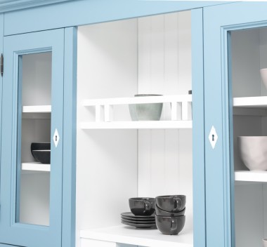Bufet de bucatarie 3 usi, 3 sertare BAS + 2 usi, 4 sertare SUP, din stejar - Culoare Ext._P053 / Culoare Int._P004 - DUBLU COLOR de la Rustic Butique OUTOPS232BAS+SUP - Color Ext._P053 / Color Int._P004 - DUBLU COLOR