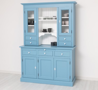 Bufet de bucatarie 3 usi, 3 sertare BAS + 2 usi, 4 sertare SUP, din stejar - Culoare Ext._P053 / Culoare Int._P004 - DUBLU COLOR de la Rustic Butique OUTOPS232BAS+SUP - Color Ext._P053 / Color Int._P004 - DUBLU COLOR