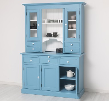 Bufet de bucatarie 3 usi, 3 sertare BAS + 2 usi, 4 sertare SUP, din stejar - Culoare Ext._P053 / Culoare Int._P004 - DUBLU COLOR de la Rustic Butique OUTOPS232BAS+SUP - Color Ext._P053 / Color Int._P004 - DUBLU COLOR