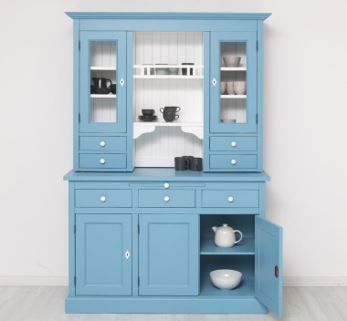 Bufet de bucatarie 3 usi, 3 sertare BAS + 2 usi, 4 sertare SUP, din stejar - Culoare Ext._P053 / Culoare Int._P004 - DUBLU COLOR de la Rustic Butique OUTOPS232BAS+SUP - Color Ext._P053 / Color Int._P004 - DUBLU COLOR