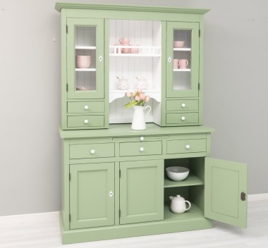 Bufet de bucatarie 3 usi, 3 sertare BAS + 2 usi, 4 sertare SUP, din stejar - Culoare Ext._P054 / Culoare Int._P004 - DUBLU COLOR de la Rustic Butique OUTOPS232BAS+SUP - Culoare Ext._P054 / Culoare Int._P004 - DUBLU COLOR