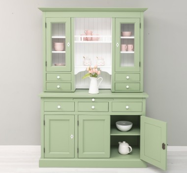 Bufet de bucatarie 3 usi, 3 sertare BAS + 2 usi, 4 sertare SUP, din stejar - Culoare Ext._P054 / Culoare Int._P004 - DUBLU COLOR de la Rustic Butique OUTOPS232BAS+SUP - Culoare Ext._P054 / Culoare Int._P004 - DUBLU COLOR