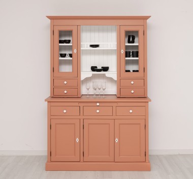 Bufet de bucatarie 3 usi, 3 sertare BAS + 2 usi, 4 sertare SUP, din stejar - Culoare Ext._P0112 / Culoare Int._P004 - DUBLU COLO de la Rustic Butique OUTOPS232BAS+SUP - Culoare Ext._P112 / Culoare Int._P004 - DUBLU COLOR