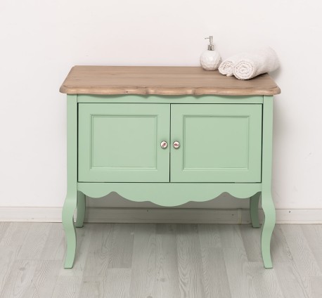 Mobilier de baie cu picioare curbate, doua usi cu blat stejar - Culoare Top_P063 - Culoare Corp_P092 - DUBLU COLOR de la Rustic Butique OUTPS711 - Culoare Top_P063 - Culoare Corp_P092 - DUBLU COLOR