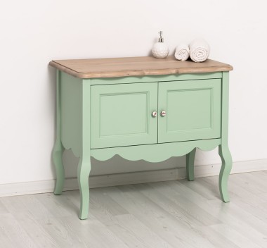 Mobilier de baie cu picioare curbate, doua usi cu blat stejar - Culoare Top_P063 - Culoare Corp_P092 - DUBLU COLOR de la Rustic Butique OUTPS711 - Culoare Top_P063 - Culoare Corp_P092 - DUBLU COLOR
