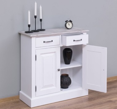 Dulap cu 2 usi si 2 sertare de la Rustic Butique PS432 - Culoare Top_P067 - Culoare Corp_P030++P004A - TRIPLU COLOR