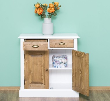 Dulap cu 2 usi si 2 sertare de la Rustic Butique PS432 - Culoare Corp_P004 - Culoare Corp & Sertare_P001 - DUBLU COLOR