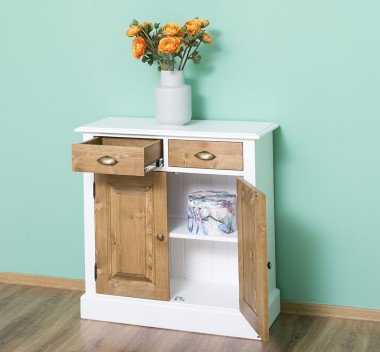 Dulap cu 2 usi si 2 sertare de la Rustic Butique PS432 - Culoare Corp_P004 - Culoare Corp & Sertare_P001 - DUBLU COLOR