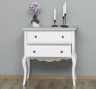 Consola cu picioare curbate, 2 sertare de la Rustic Butique PS79 - Culoare Top_P090 - Culoare Corp_P039 - DUBLU COLOR