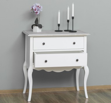 Consola cu picioare curbate, 2 sertare de la Rustic Butique PS79 - Culoare Top_P090 - Culoare Corp_P039 - DUBLU COLOR