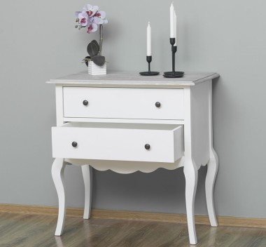Consola cu picioare curbate, 2 sertare de la Rustic Butique PS79 - Culoare Top_P090 - Culoare Corp_P039 - DUBLU COLOR