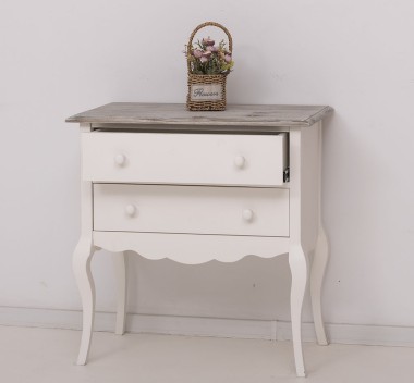 Consola cu picioare curbate, 2 sertare de la Rustic Butique PS79 - Culoare Top_P070 - Culoare Corp_P039A - DUBLU COLOR