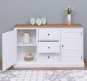Bufet cu 2 usi, 3 sertare, blat stejar, Colectia Shutter de la Rustic Butique PS569 - Culoare Top_P089 - Culoare Corp_P039 - DUBLU COLOR