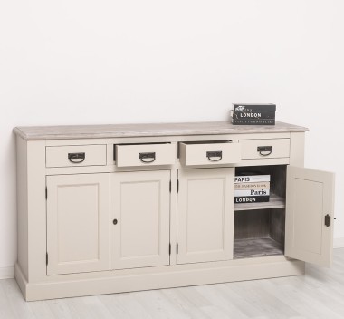 Bufet cu 4 usi si 4 sertare, BAS de la Rustic Butique PS165BAS - Culoare Top_P067 - Culoare Ext._P024 / Culoare Int._P067 - DUBLU COLOR