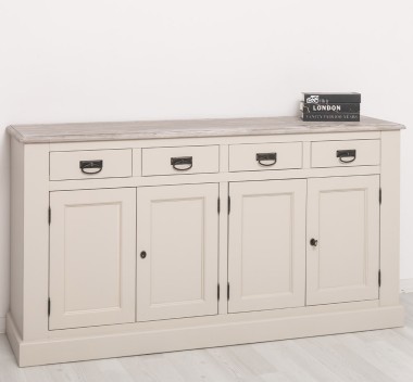 Bufet cu 4 usi si 4 sertare, BAS de la Rustic Butique PS165BAS - Culoare Top_P067 - Culoare Ext._P024 / Culoare Int._P067 - DUBLU COLOR