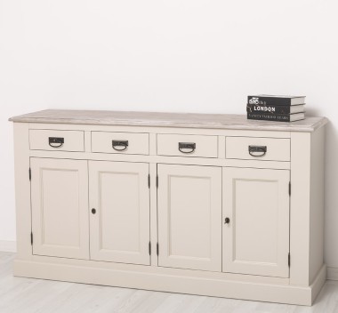 Bufet cu 4 usi si 4 sertare, BAS de la Rustic Butique PS165BAS - Culoare Top_P067 - Culoare Ext._P024 / Culoare Int._P067 - DUBLU COLOR