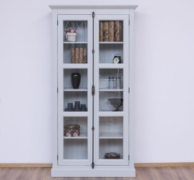 Vitrina sticla, 2 usi cu tija de la Rustic Butique PS552 - Culoare_P075A - VOPSIT ANTICHIZAT