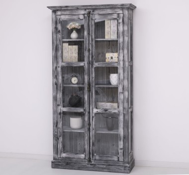 Vitrina sticla, 2 usi cu tija de la Rustic Butique PS552 - Culoare_P072 - PERIAT ADANC