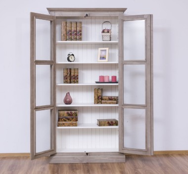 Vitrina sticla, 2 usi cu tija de la Rustic Butique PS552 - Culoare Ext._P037 / Culoare Int._P039 - DUBLU COLOR